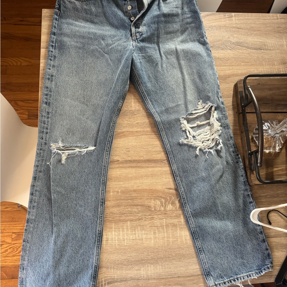 Agolde Women's Straight Leg Jeans - Distressed Blue